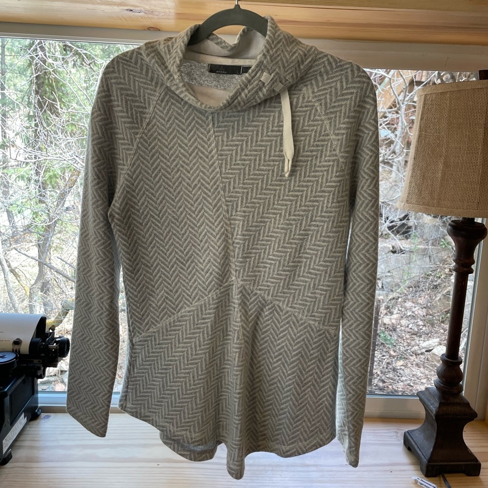 Large Prana Asymmetrical Sweater Gray